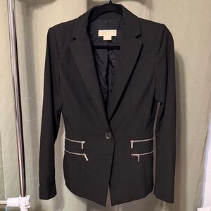 Zara Black Blazer with Silver Zipper Details